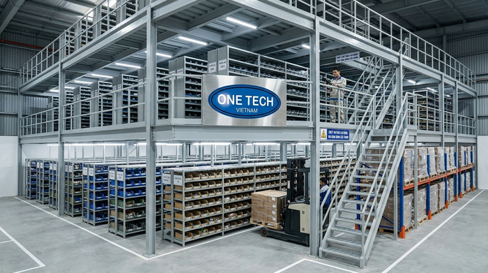 Kệ sàn mezzanine thực tế mẫu 04 Kệ mezzanine bố trí kệ phụ trên tầng sàn