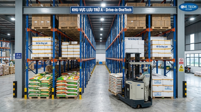 Kệ drive in Cần Thơ trong kho công nghiệp tải nặng