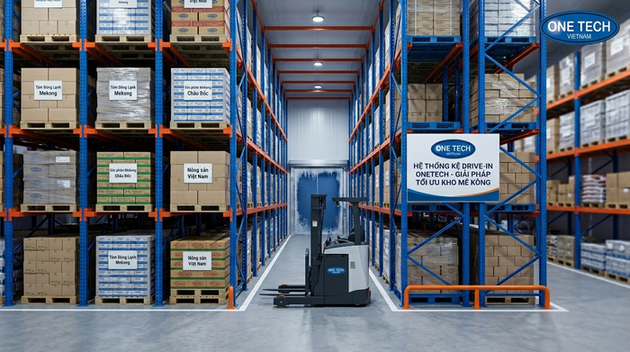 Kệ drive in tối ưu diện tích lưu trữ pallet trong kho