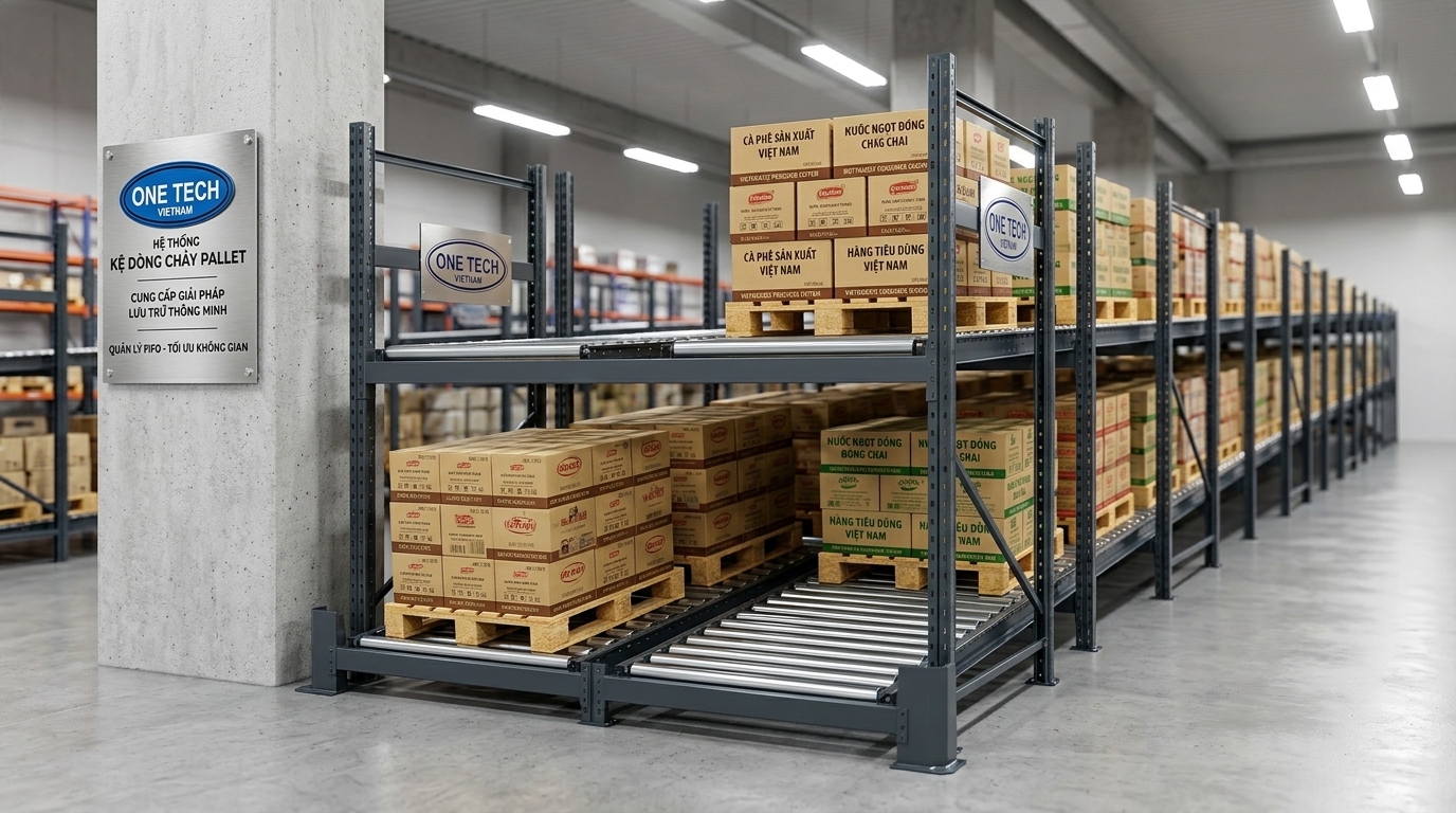 Kệ flowrack pallet tải nặng cho kho Cần Thơ Kệ Flow racks Cần Thơ dạng pallet tải nặng
