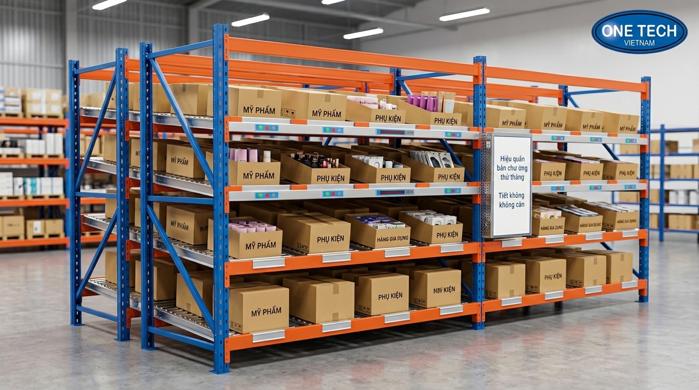 Kệ flowrack thùng carton tối ưu picking Kệ flowrack thùng carton cho kho Cần Thơ