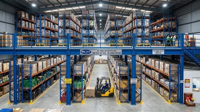 Kệ mezzanine và pallet rack cho kho Cần Thơ Kệ mezzanine kết hợp pallet rack cho kho công nghiệp Cần Thơ