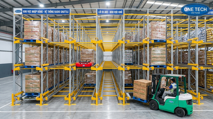 Kệ Radio Shuttle Cần Thơ tối ưu lưu trữ pallet Tổng quan hệ thống kệ Radio Shuttle Cần Thơ trong kho pallet