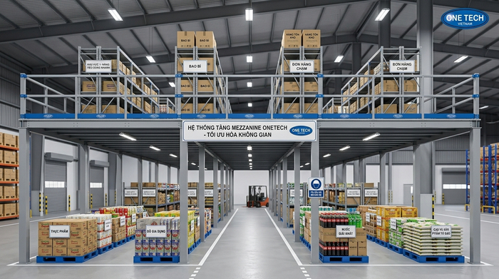 Kệ sàn mezzanine cho kho bán lẻ tại Ninh Kiều Kệ sàn mezzanine trong kho bán lẻ khu vực Ninh Kiều Cần Thơ