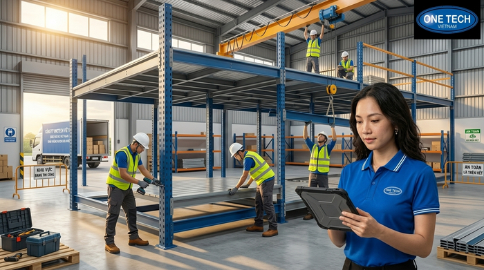 Quy trình lắp đặt kệ sàn mezzanine Cần Thơ Lắp đặt kệ sàn mezzanine Cần Thơ tại kho hàng