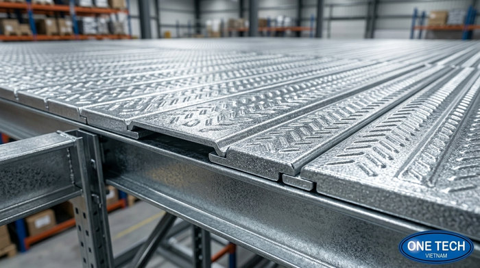 Mặt sàn tôn gân kệ mezzanine Mặt sàn tôn gân chống trượt cho kệ mezzanine
