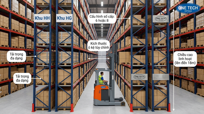 Báo giá Kệ Narrow Aisle Cần Thơ theo tải trọng kích thước và cấu hình kho