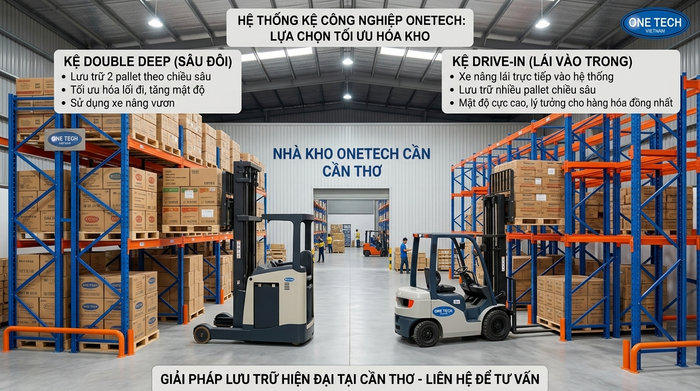 Khác biệt giữa kệ Double Deep và kệ Drive In Hình minh họa khác biệt giữa kệ Double Deep và kệ Drive In tại Cần Thơ