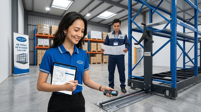 Khảo sát lắp đặt kệ kho di động Cần Thơ Khảo sát lắp đặt kệ kho di động Cần Thơ tại kho doanh nghiệp