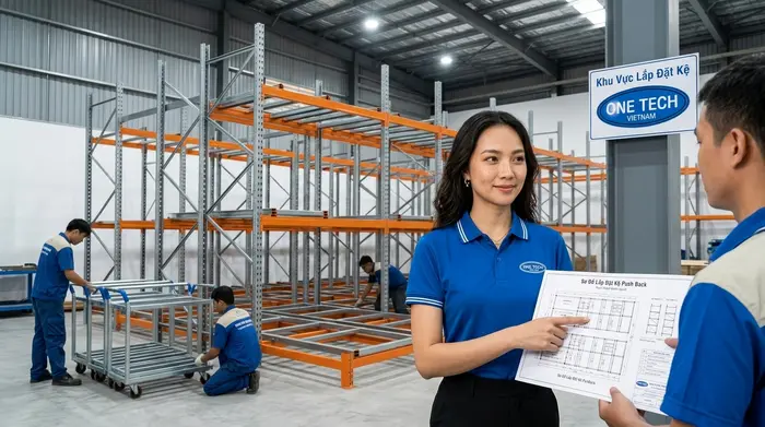 Lắp đặt Kệ Push Back Cần Thơ Lắp đặt Kệ Push Back Cần Thơ theo bản vẽ kho pallet