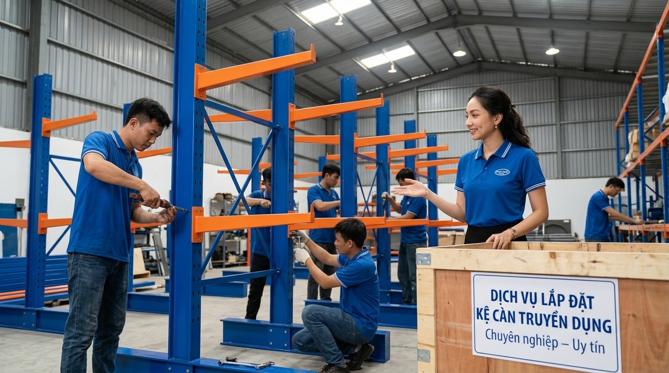 Lắp đặt kệ tay đỡ Cần Thơ tại kho vật tư