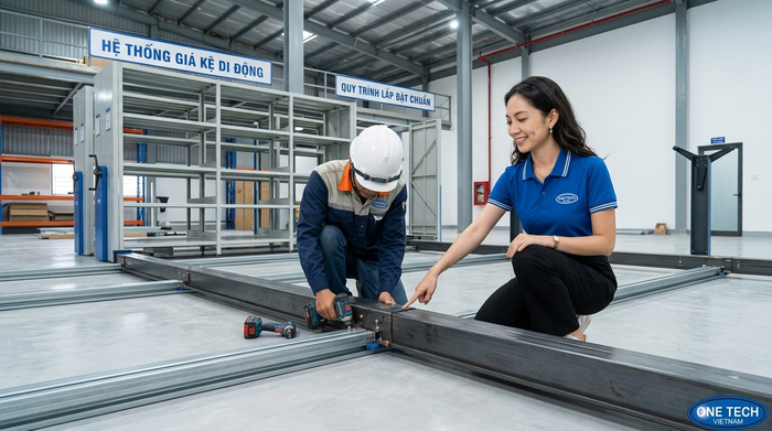 Lắp đặt ray kệ di động đúng kỹ thuật Lắp đặt ray kệ kho di động Cần Thơ đúng kỹ thuật