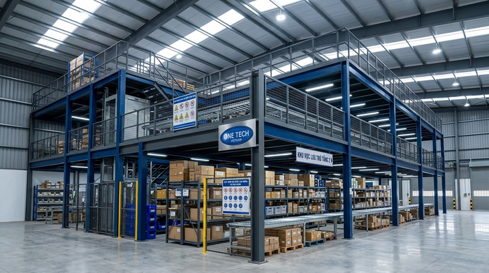 Sàn mezzanine tối ưu diện tích kho trung chuyển Cần Thơ