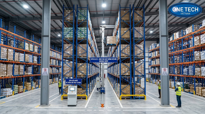 Stacker-Crane double deep Cần Thơ giúp tăng mật độ lưu trữ pallet
