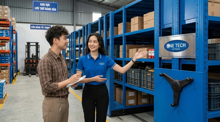 Tư vấn kệ kho di động Cần Thơ OneTech Tư vấn kệ kho di động Cần Thơ bởi đội ngũ kỹ thuật OneTech