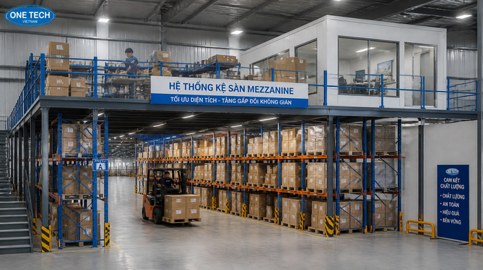 Hệ thống mezzanine kho tại Cần Thơ Hệ thống mezzanine kho giúp tăng diện tích lưu trữ tại Cần Thơ