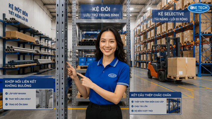 Kệ để ống thép Cần Thơ bố trí lối đi cho xe nâng