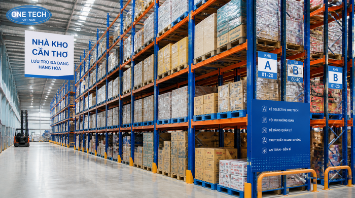 Kệ selective trong kho logistics Cần Thơ Kệ selective cho kho logistics nhiều mã hàng tại Cần Thơ