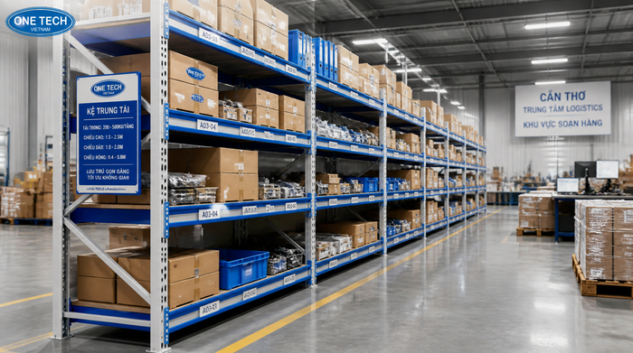 Kệ trung tải cho kho soạn hàng Kệ trung tải cho khu vực soạn hàng trong kho logistics Cần Thơ