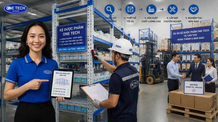 Quy trình lắp đặt kệ kho dược phẩm Cần Thơ từ khảo sát đến bàn giao