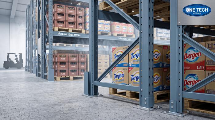 Kệ tải trọng nặng Cần Thơ cho kho FMCG mật độ cao Kệ tải trọng nặng Cần Thơ dùng cho kho FMCG pallet