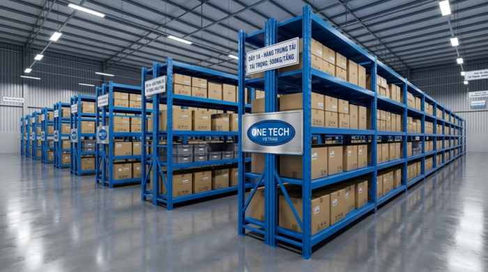 Kệ trung tải thép sơn tĩnh điện cho kho hàng tại Cần Thơ